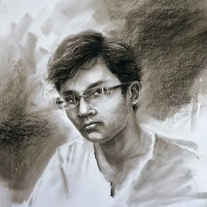 Charcoal self portrait of the artist